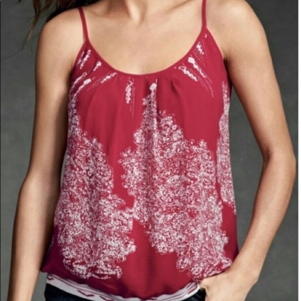 CAbi Heart of Township Red Tank Top Blouse